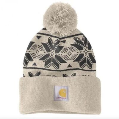 Carhartt Gorrito Knit Pom Jacquard Beanie Oat Milk 106647A16